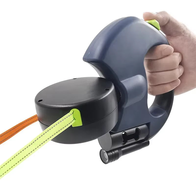 3Mpet Supplies Multi-Functiondouble-Ended Traction Rope Auto Retractable Roulette Dual Dog Leash with Flashlight Dog Accessories